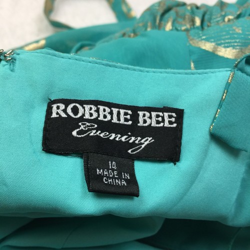 Nuevo con etiquetas Vestido Robbie Bee Noche Cóctel Halter Línea A Talla 14 Mujer Azul Dorado Floral - Imagen 9 de 16