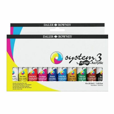 Daler Rowney System 3 flüssige Acrylfarben-Einführungsset 10 x 29,5 ml