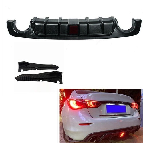 Rear Bumper Diffuser Side Splitter For Infiniti Q50 2018-2021 W/ LED - Imagen 1 de 9