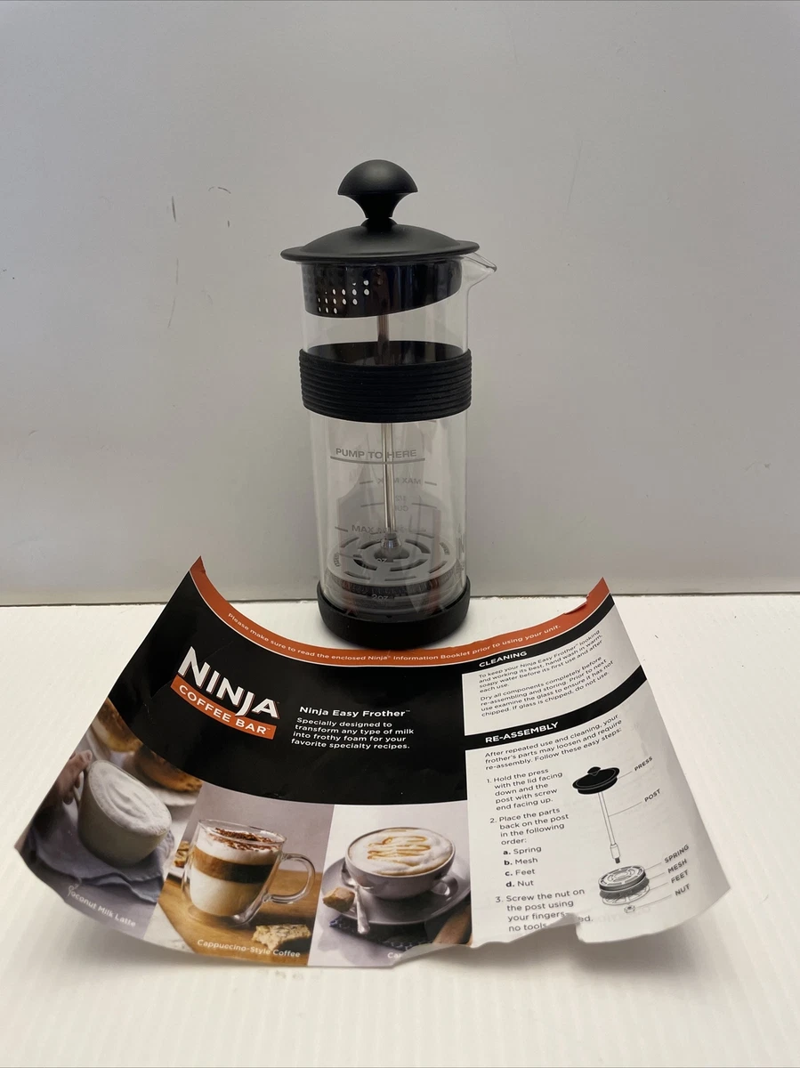 Ninja Coffee Bar Easy Milk Frother- Glass Black Lid BPA Free