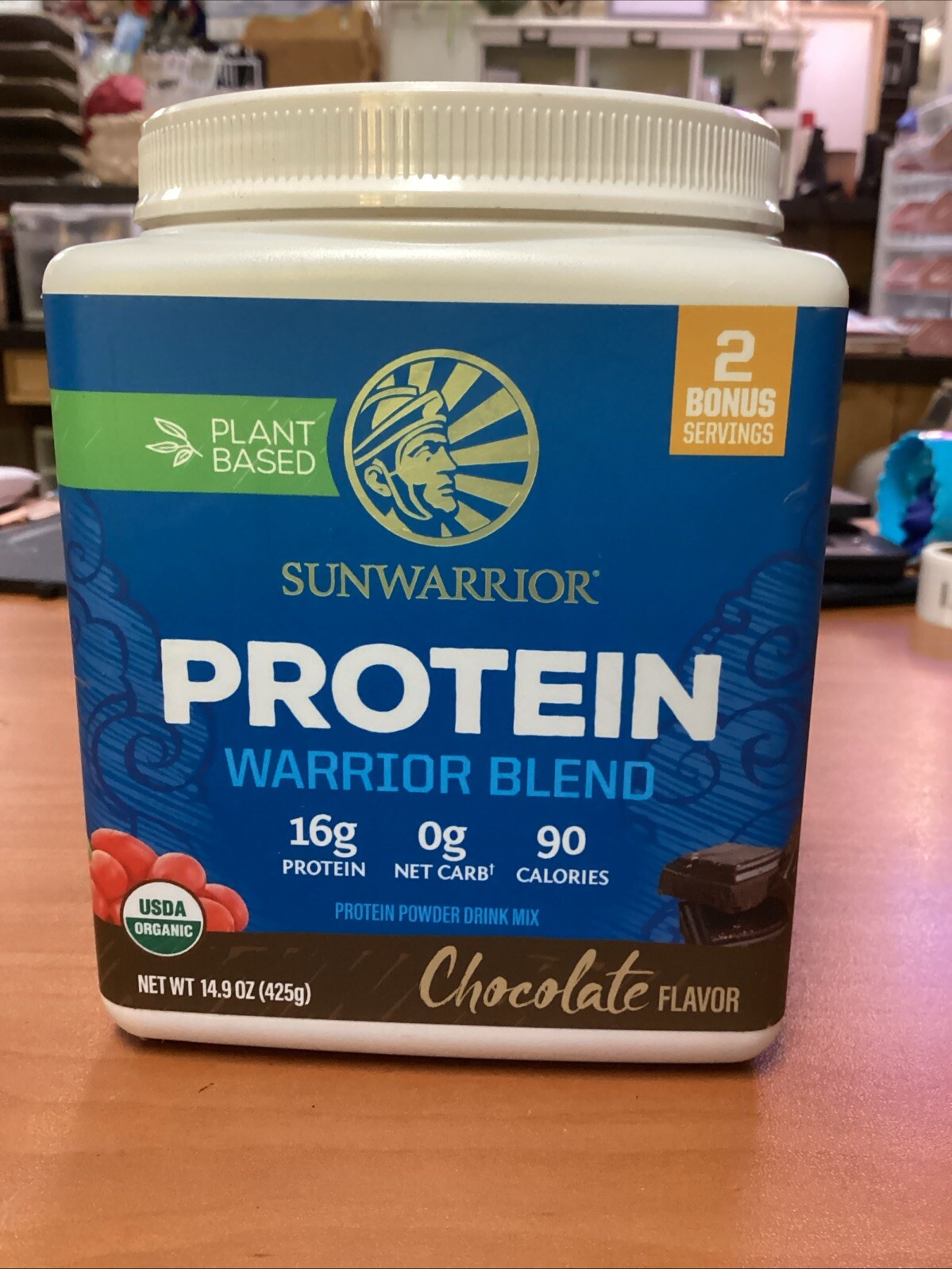 Sunwarrior Vegan Chocolate Protein Powder with BCAA Organic Hemp Seed, 14.9 oz
