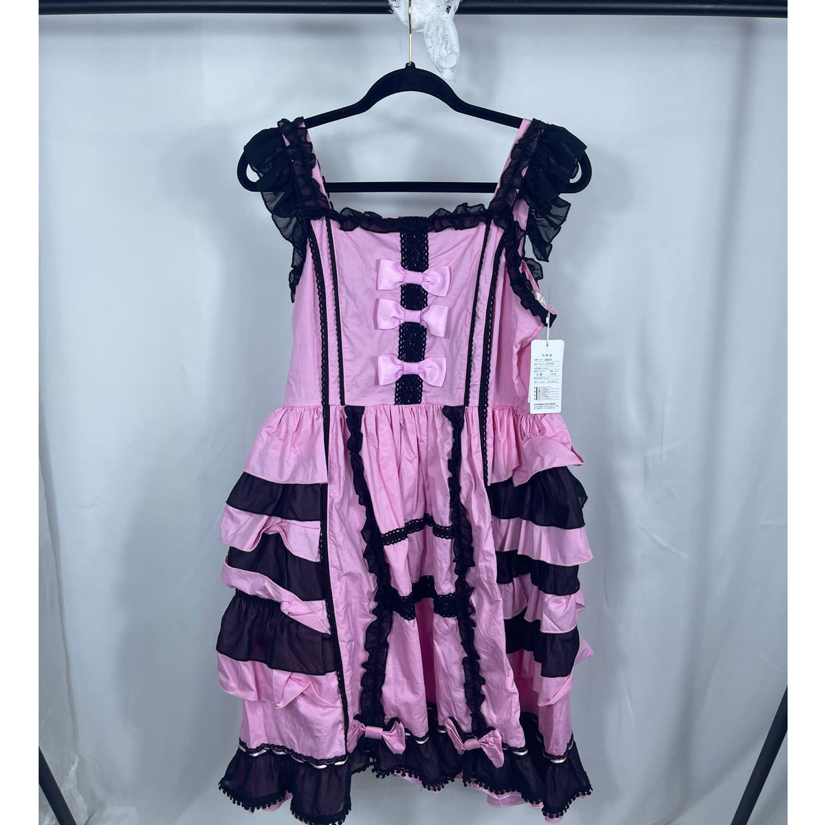 LITASI pink black Large LOLITA ruffle DRESS nwt cosplay costume