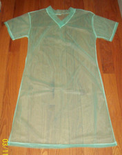 SLEEP SHIRT Green SHEER NYLON Tapered NIGHT GOWN 44" Long  44" Chest LARGE  