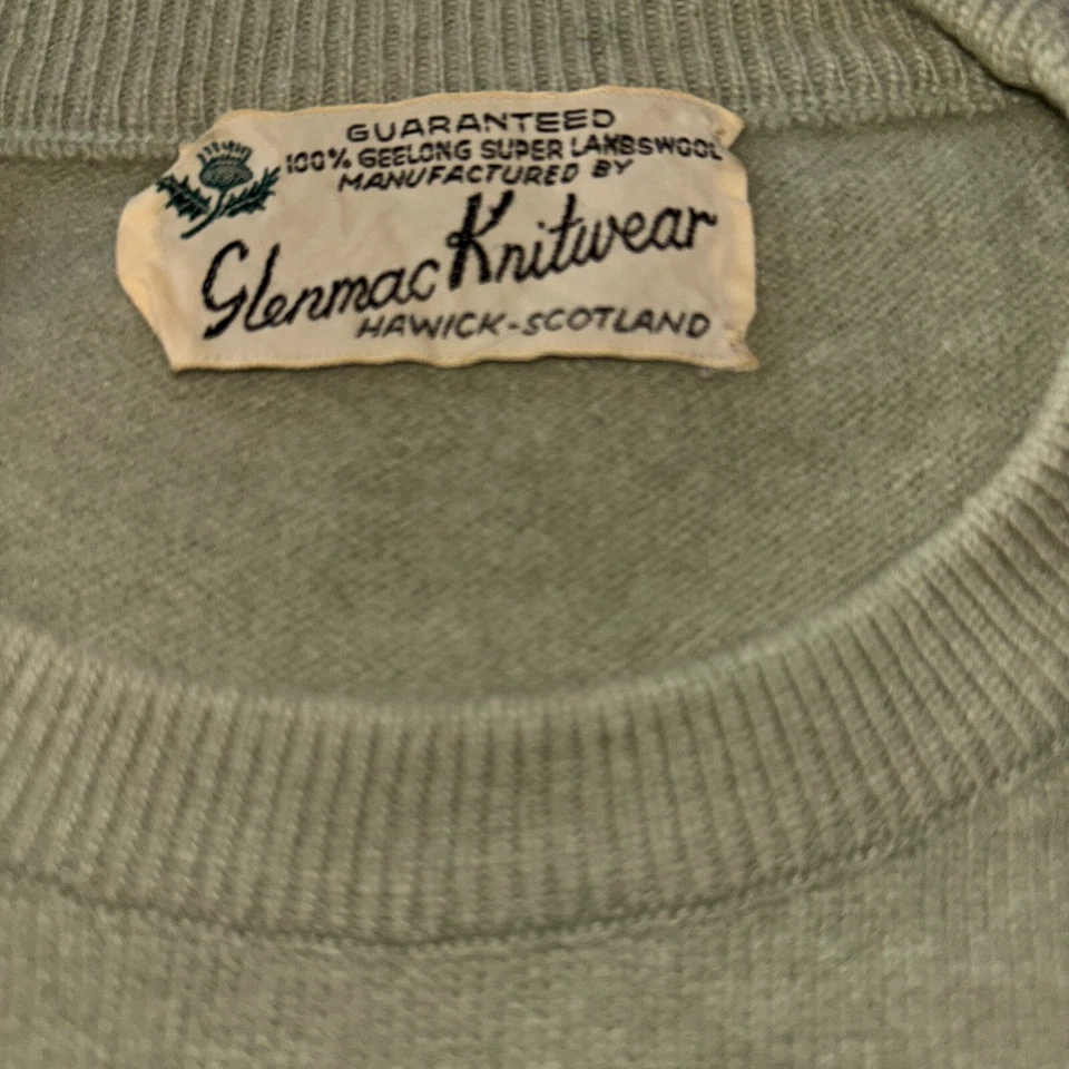 Винтажный зеленый Glenmac Knitwear ворота коротким рукавом свитер Geelong ягненка шерсти - Изображение 3 из 4