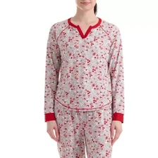 NWT! Splendid Women's Sz M Long Sleeves Soft Knit Holiday Print Pajama Top