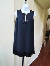 Nine West Sequinned Accented Black Dress Size 8