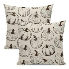 Fall Throw Pillow Covers 18 x 18 Set of 2 Black Fall 18x18inch Black Pumpkin-1
