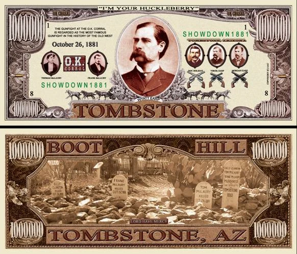 Tombstone Million Dollar Bill Play Funny Money Novelty Note + FREE SLEEVE