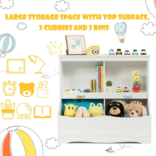 Kids Wooden Bedroom Storage Bookshelf Bins and Organizer for Toys and Books - Picture 5 of 12