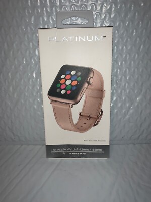 Platinum Leather Watch Strap for Apple Watch 42mm and 44mm  Pink   New Op