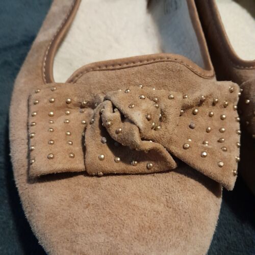 UGG Australia Alloway Brown Suede Studded Bow Ballet Flats Shoes Womens Size 8 - Picture 5 of 8