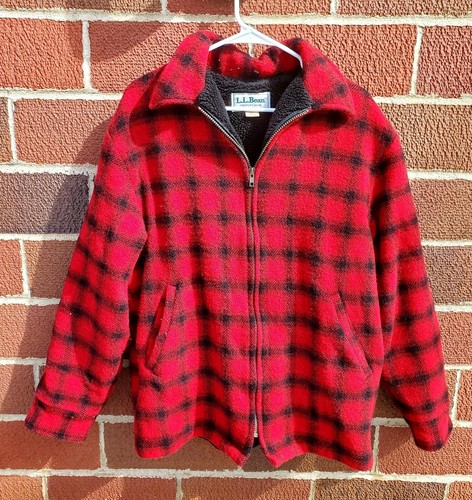 VTG LL Bean Fleece Sherpa Lined Plaid 