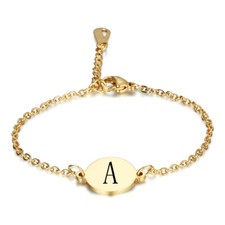 26 Stainless Steel Alphabet Gold Women Initial Letter Chain Bridesmaid Bracelet