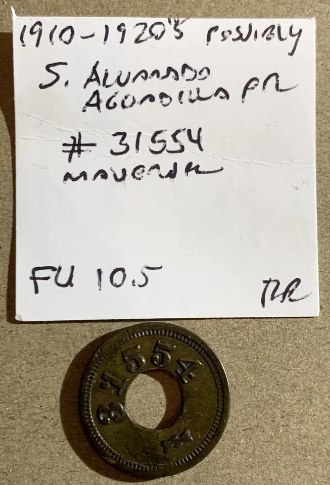 1910-1920 Puerto RICO TRADE TOKEN 5 CENTS, 21 mm SIZE - Image 3 of 3