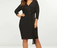 Lane Bryant Shimmer Faux-Wrap Dress, Item # 358717, Color Black, Size 26