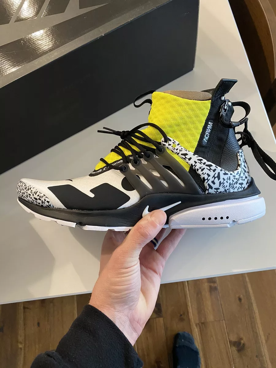 USED Nike Air Presto Mid Acronym - Dynamic Yellow - Size 10 - AH7832-100