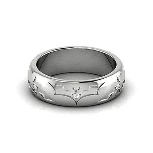 0.40 Ctw Lab Created Diamond 14K White Gold Over Batman Wedding Men's Ring