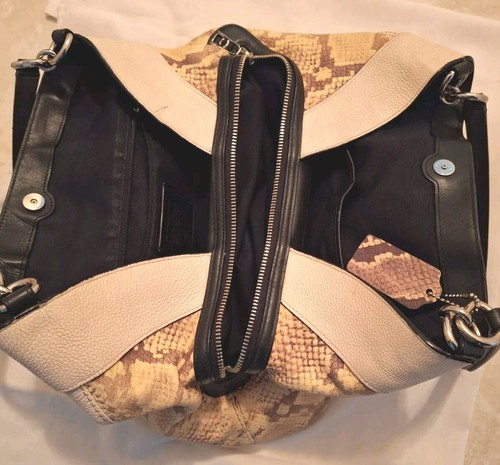 Coach Lexy elfenbeinweiß Kieselleder Schlangenhaut geprägt Hobo Tasche Handtasche F57505 - Bild 6 von 8