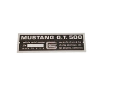 DATA PLATE FITS TO VINTAGE MUSTSANG GT 500 CARROLL SHELBY #V508-9