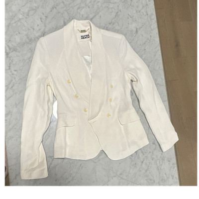 Silvian Heach White Double-Breasted Lined Jacket Women Long Sleeve M