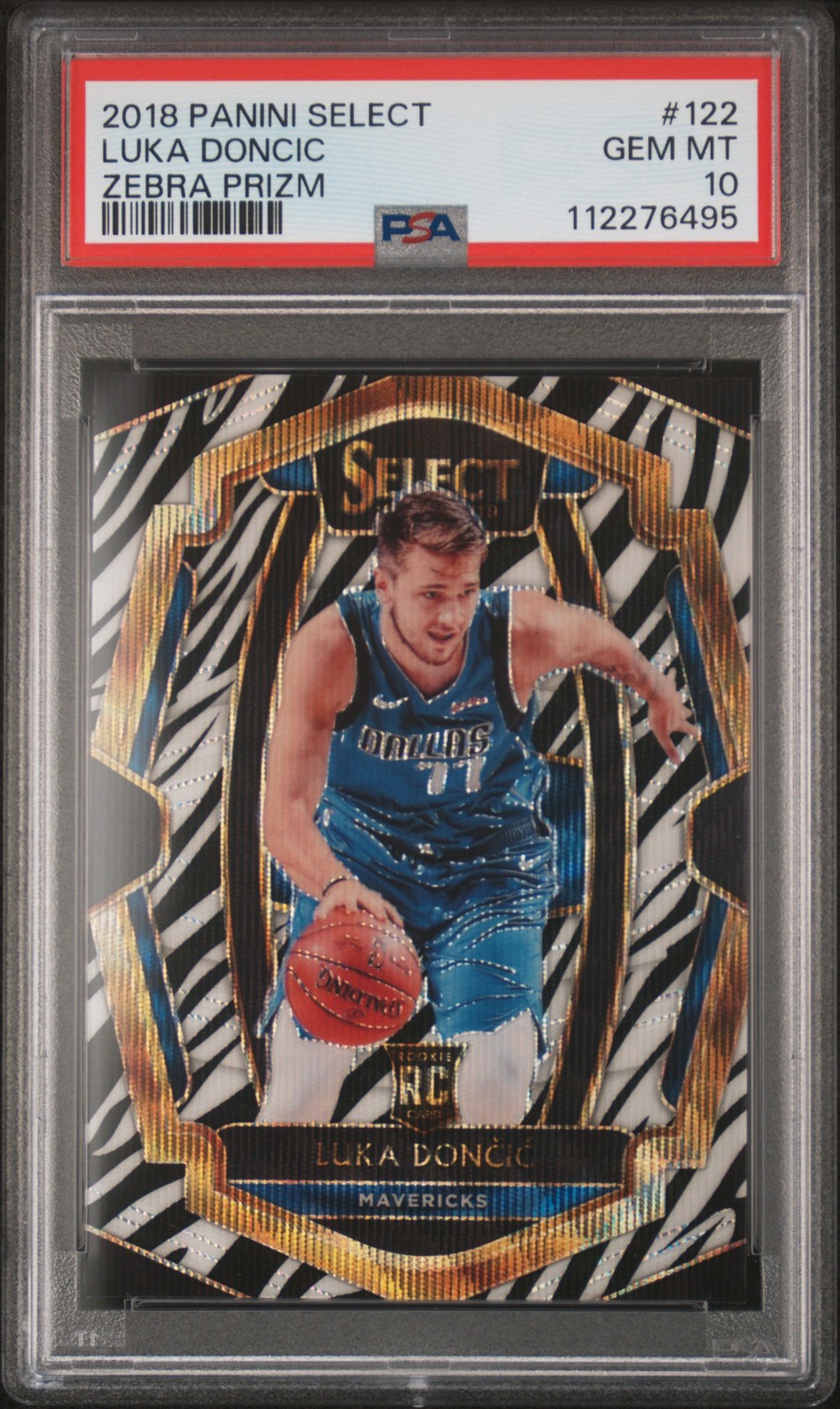 2018 PANINI SELECT ZEBRA PRIZM #122 LUKA DONCIC PSA 10