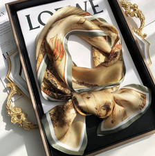 100 Mulberry Silk Scarf Shawl Neckerchief mountain Print 150X16cm Bandanna new