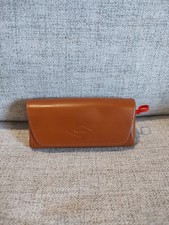 Fossil Glasses Sunglass Case Brown Magnetic Closure Tan Soft 6.5" Long