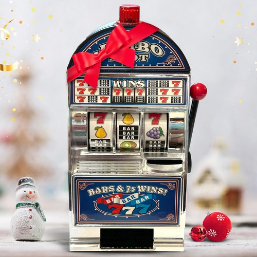 777 Silber Spielautomat Casino Spielzeug Sparschwein Replik mit Blinklichtern und... - Bild 7 von 7