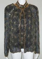 Mark & John by Gopal Women's  Beaded Formal Jacket Halter Blouse Set Size L