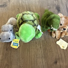 Vintage Rare 70s 80s Dakin Plush Dinosaur Turtle Hippo Bear Plush Lot 4