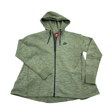 Nike Tech Fleece Hoodie Women Medium Green Full Zip Knit Jacket Olive Palm