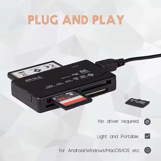 Memory Card Reader All in One 1 USB Adapter SD SDHC Mini Micro M2 MMC XD CF MS - Image 4 of 4