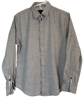 Rag & Bone Button Down Dress Shirt Mens Small P Solid Gray Cotton Collar Pocket
