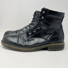 Public Opinion Black Faux Leather Combat Boots Mens 13 Zip