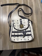 MCM Drawstring Backpack Small. White with Blu...