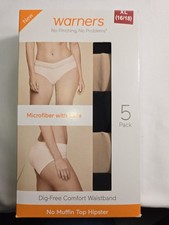 Warners Women  s 5-Pack No Pinching No Problems Lace Waistband Hipster XL. B331