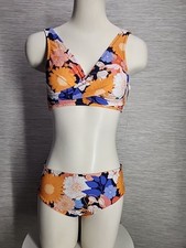 Nwt Cupshe Two Piece Swimsuit Size Small Blur Color Floral Reversible Bottom