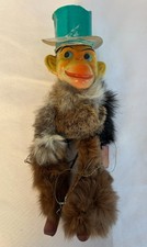 Antique German Monkey Marionette Real Fur Original Wood Controller c1920s-30s