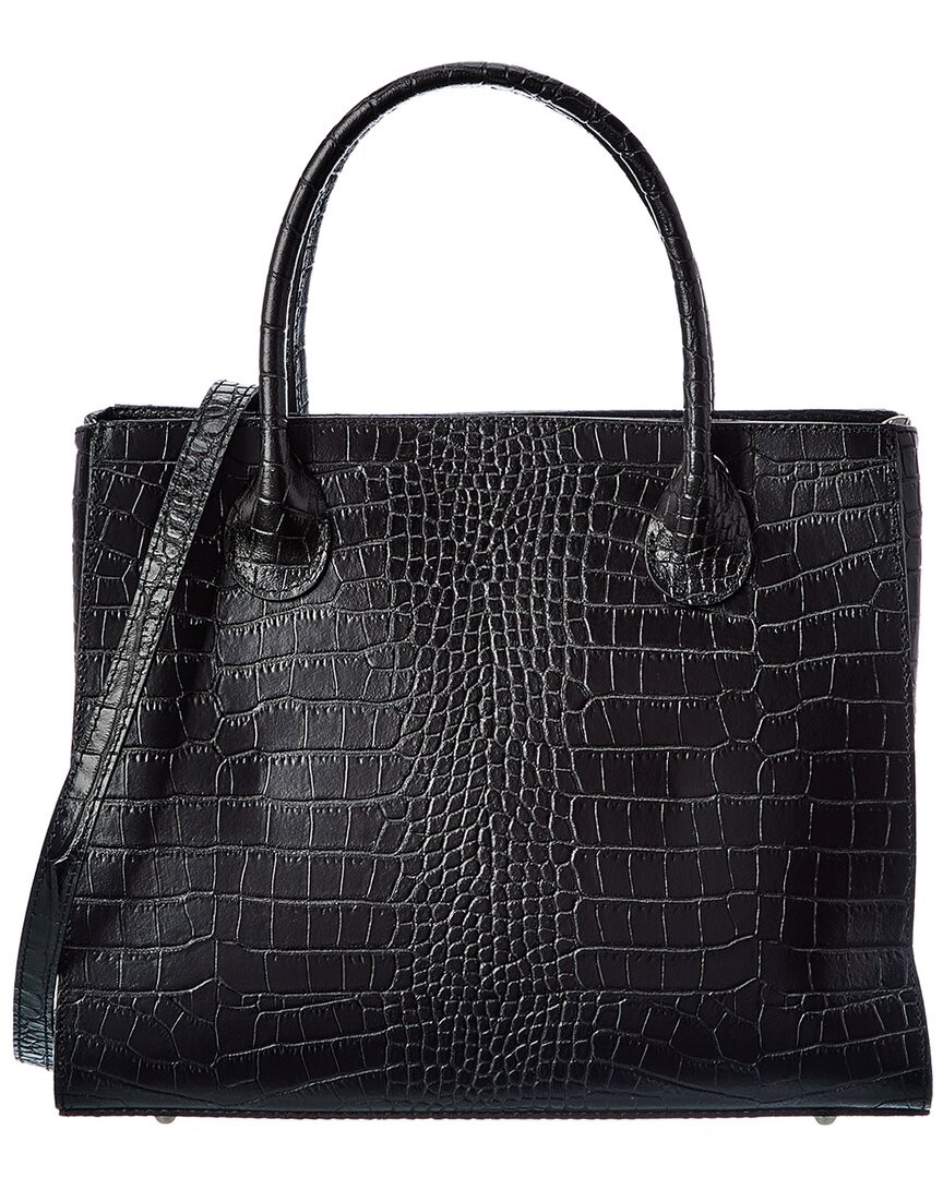 Женская сумка с верхней ручкой из итальянской кожи черного цвета