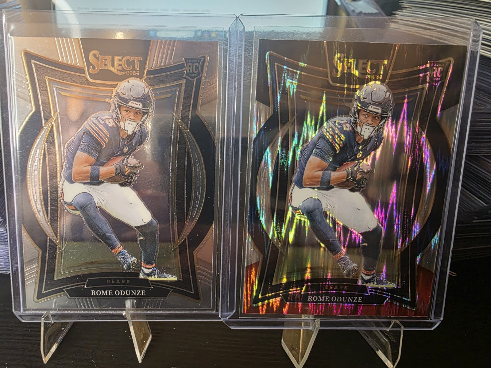 2024 Select - Concourse Rome Odunze #3 Base and Black & Red Shock(RC) (2 Cards)