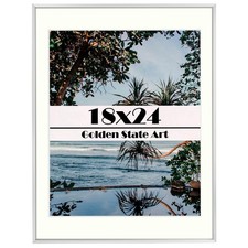 Golden State Art, 18x24 Silver Picture Frame Displays Photo 16x20 with Mat or 18