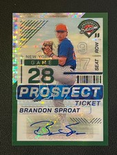 Brandon Sproat 2024 Panini Prospect Edition Auto Ticket Green Pulsar /25 Brewers