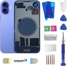 16 Back Glass Replacement with Metal Camera Frame Magnet for iPhone 16 6.1 inch