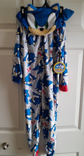 Sonic the Hedgehog Boys Size 4/5 One Piece Pajama Hooded Footless Sleepwear