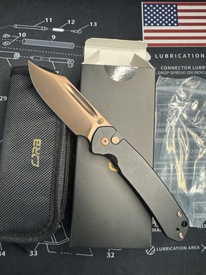 CJRB Pyrite J1942-RG Bowie Blade Black Bronze Metal Manual Pocket Knife