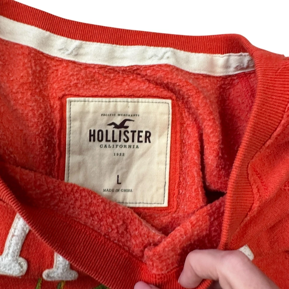 Sudadera Vintage Hollister Años 90 Naranja HCO Waikiki Playa Cuello Redondo Grande Preppy Foto 4 de 4