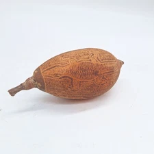 Aboriginal etched carved large boab nut indigenous folk art Australia abstract s