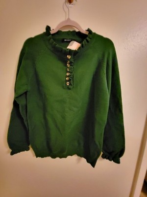 BTFBM Women Make me Chic Green Pullover Sweater Medium NWT