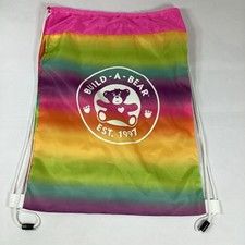 Build A Bear Carrier Drawstring Bag Rainbow Colorful Backpack EST 1997 EUC