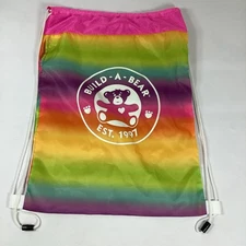 Build A Bear Carrier Drawstring Bag Rainbow Colorful Backpack EST 1997 EUC
